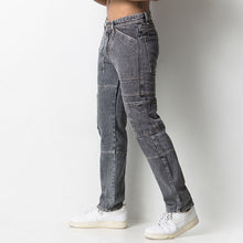 Load image into Gallery viewer, Light Grey Denim Cargo Jeans
