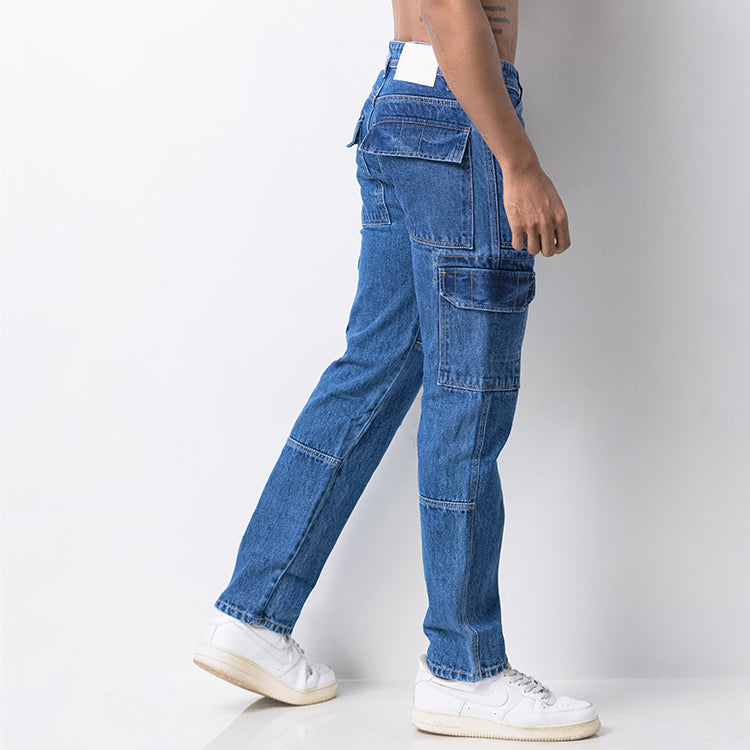 Blue Denim Cargo Jeans