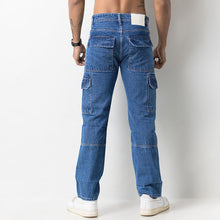 Load image into Gallery viewer, Blue Denim Cargo Jeans

