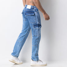 Load image into Gallery viewer, Light Blue Denim Cargo Jeans
