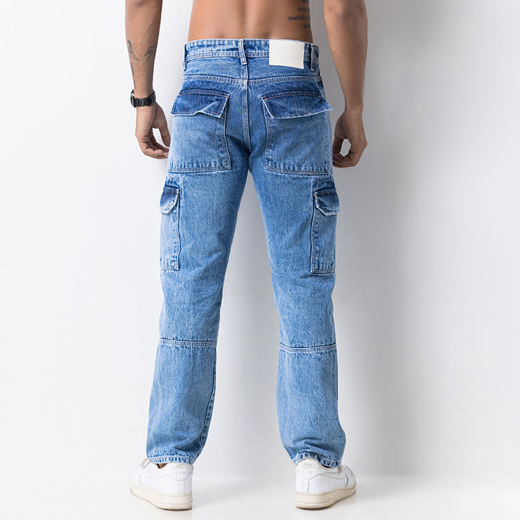 Light Blue Denim Cargo Jeans – Jump Clothing - Sri Lanka