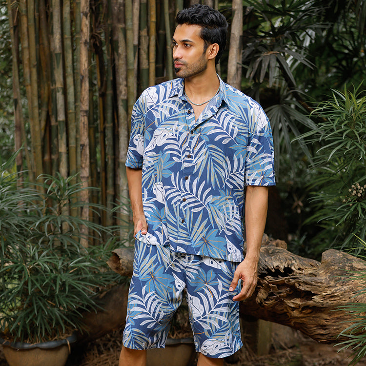 Tropical Printed Shirt with Shorts