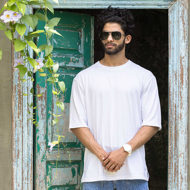 white baggy top