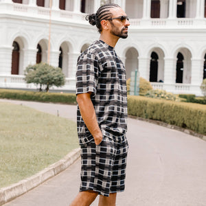 Checkered Printed Oversized T-shirt with Shorts