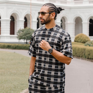 Checkered Printed Oversized T-shirt with Shorts