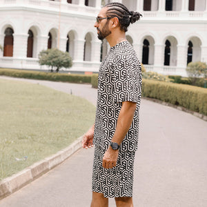 Abstract Printed Oversized T-shirt with Shorts