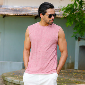 Pink Arm Cut Tank Top