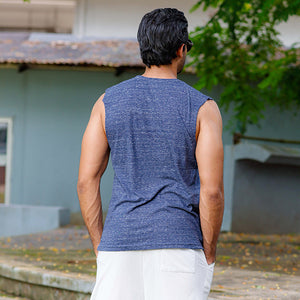 Blue Arm Cut Tank Top