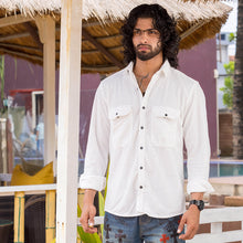 Load image into Gallery viewer, White Corduroy Long Sleeve Shirt
