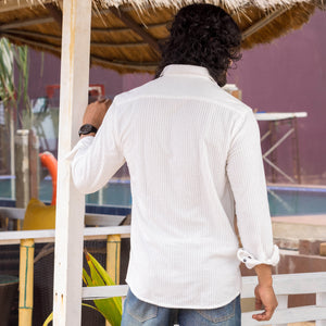 White Corduroy Long Sleeve Shirt