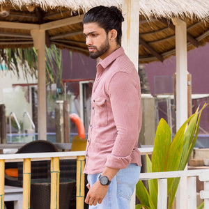 Sky Magenta Corduroy Long Sleeve Shirt