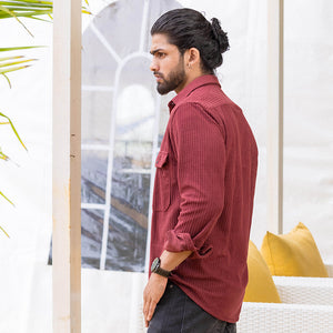 Maroon Corduroy Long Sleeve Shirt