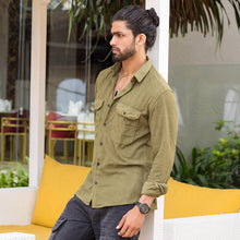 Load image into Gallery viewer, Army Green Corduroy Long Sleeve Shirt
