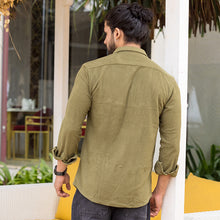 Load image into Gallery viewer, Army Green Corduroy Long Sleeve Shirt
