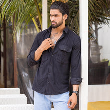 Load image into Gallery viewer, Black Corduroy Long Sleeve Shirt
