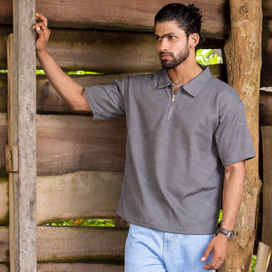Grey Zipper Polo shirt
