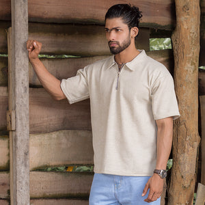 Light Gray Zipper Polo shirt