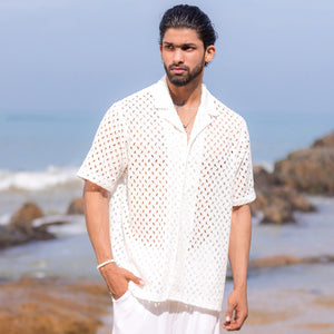 White Lace Short Sleeve Shirt