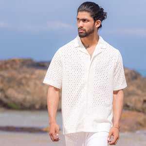 White Lace Short Sleeve Shirt