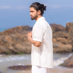 White Lace Short Sleeve Shirt