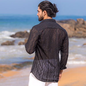 Black Lace Long Sleeve Shirt