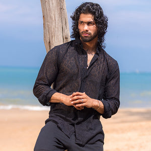 Black Lace Long Sleeve Shirt
