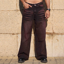 Load image into Gallery viewer, Washed Dark Purple Oversized Denim Jeans
