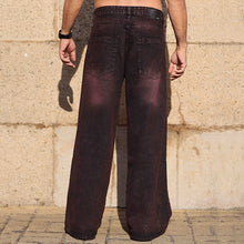 Load image into Gallery viewer, Washed Dark Purple Oversized Denim Jeans
