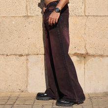 Load image into Gallery viewer, Washed Dark Purple Oversized Denim Jeans
