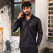 Load image into Gallery viewer, Black Lace Long Sleeve Shirt

