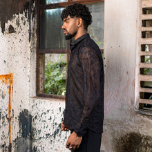 Load image into Gallery viewer, Black Lace Long Sleeve Shirt
