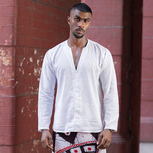 Load image into Gallery viewer, White Linen Kurtha Shirt
