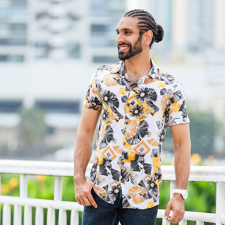 Tropical short sleeve hot sale button up