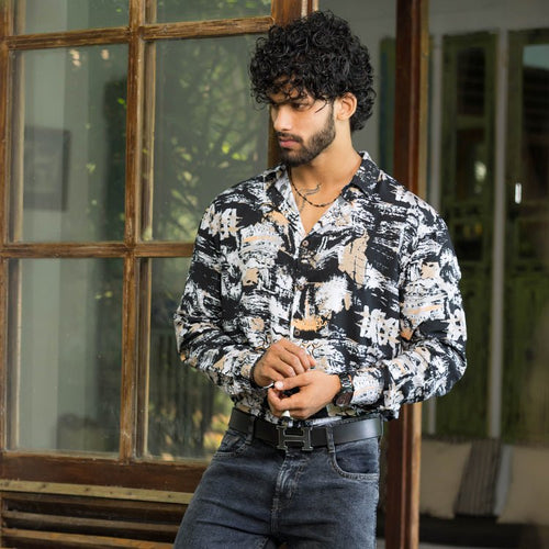 Abstract Printed Long Sleeve Shirt - Jump Clothing - Sri Lanka