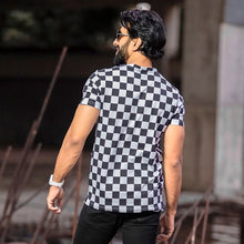 Load image into Gallery viewer, Checkered Printed Crew Neck T-shirt
