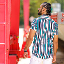 Load image into Gallery viewer, Striped Printed Short Sleeve Shirt
