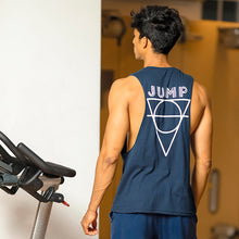 Load image into Gallery viewer, &#39;JUMP&#39; Drop Armhole Dark Blue Tank Top
