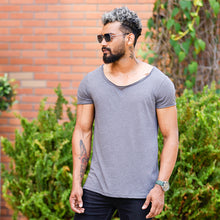 Load image into Gallery viewer, Gray Scoop Neck T-shirt
