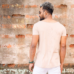 Beige Scoop Neck T-shirt